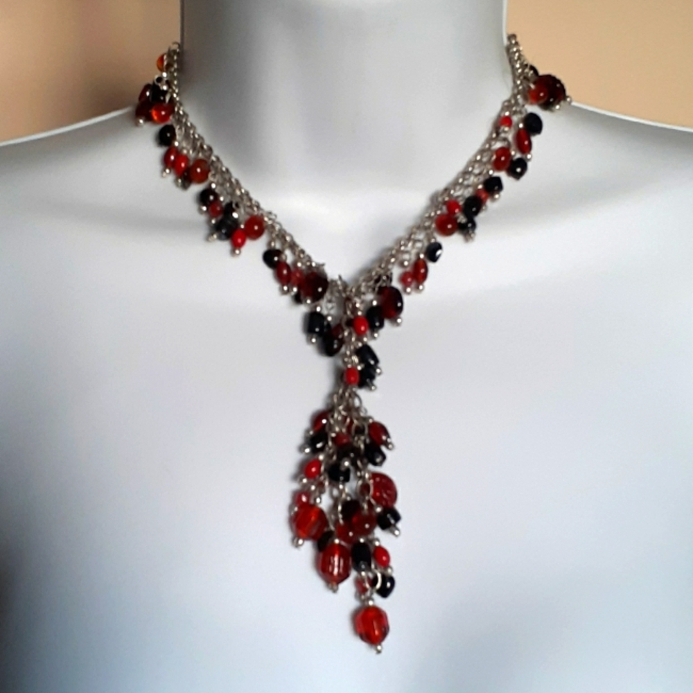 Vintage Red and Black Choker Necklace